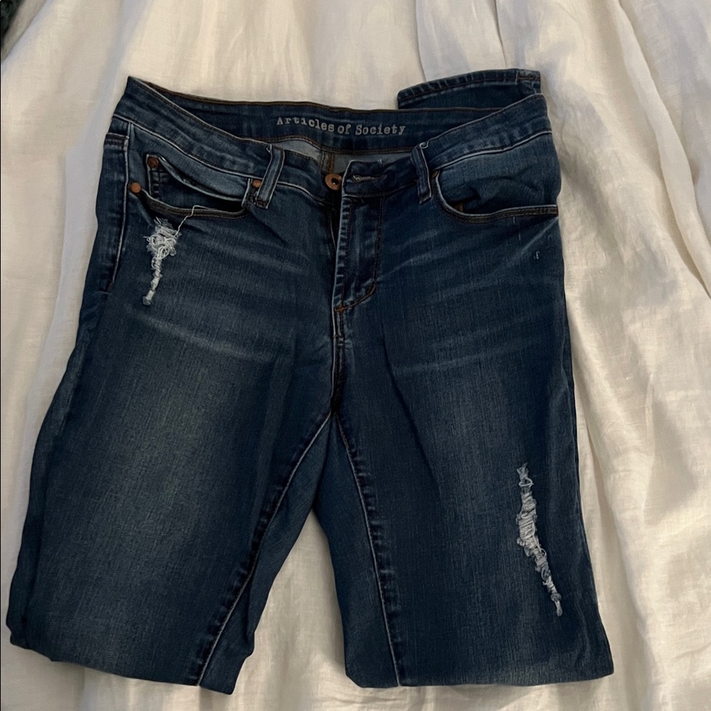 Articles Of Society Dark Blue Distressed Jeans